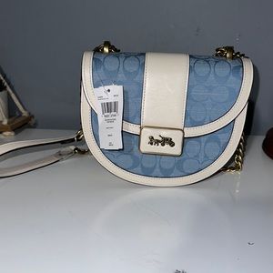 Coach light blue and white bag